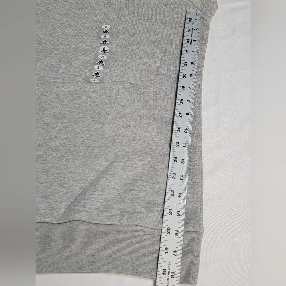Adidas 3 Stripe Fleece Pullover Medium Heather Gray Hoodie Mens Size Small